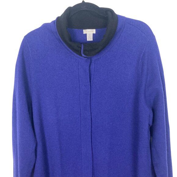 Chicos Wool Kendall Colorblock Coatigan Cardigan 3 XL Blue Black Classic Long - Picture 4 of 13